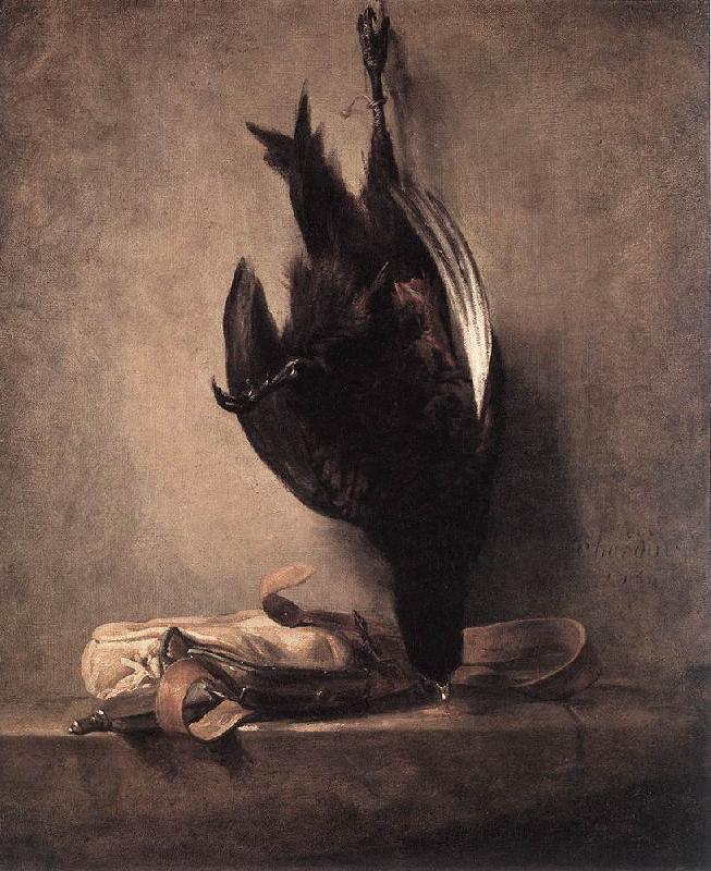 jean-Baptiste-Simeon Chardin Still-Life with Dead Pheasant and Hunting Bag Sweden oil painting art